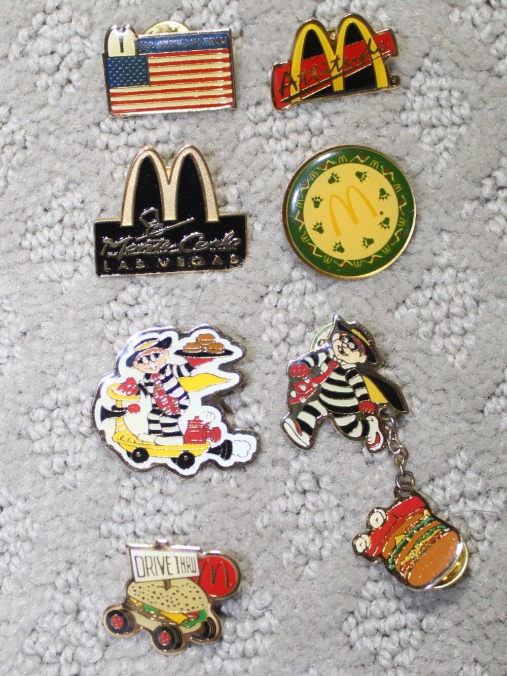 Set of 7 Vtg Collectible Enamel McDonald's Lapel Pins - Some Rare
